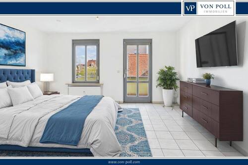 Wohn- und Schlafzimmer - 1,5-Zimmer Wohnung mit Balkon im Ortskern von Hirschaid