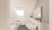 Modernes Tageslichtbad mit Badewanne und bodenglei - 