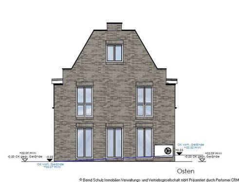 Ansicht Osten - Neubau Doppelhaushälfte mit Wärmepumpe