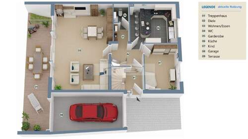 Erdgeschoss Möblierungsbeispiel (keine Garantie- Vor Ort selbst zu prüfen) - 