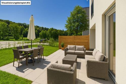 Gemütliche Terrasse im Freien - 6 Zimmer Einfamilienhaus in Traunstein