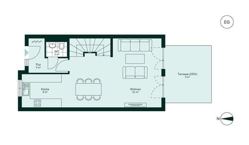 Geräumiges Erdgeschoss mit viel Platz und angrenzender Terrasse - 