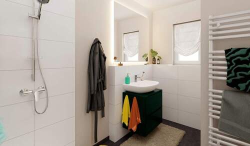 Modernes Tageslichtbad mit Dusche - 