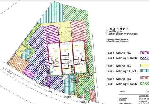 Zuordnung Gartenteile zu den Wohnungen - 1 Zimmer Terrassenwohnung in Müllheim