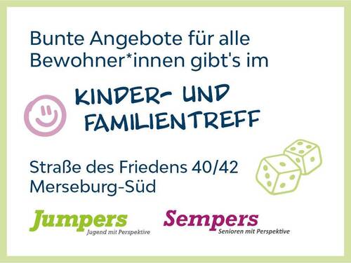 Besuchen Sie unseren Kinder- und Familientreff - 3 Zimmer Etagenwohnung zur Miete in Merseburg