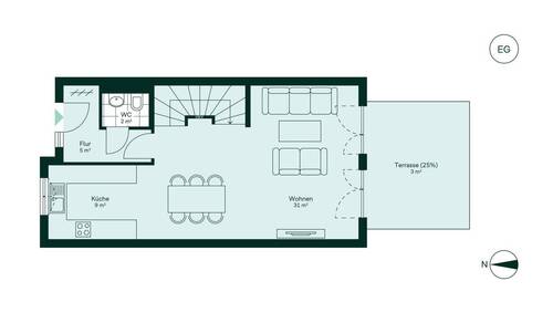 Geräumiges Erdgeschoss mit viel Platz und angrenzender Terrasse - 