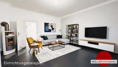 Wohnzimmer - 4 Zimmer Etagenwohnung zum Kaufen in Nürnberg