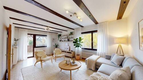 Einrichtungsbeispiel Wohnzimmer EG - 6 Zimmer Mehrfamilienhaus, Wohnhaus in Zellingen