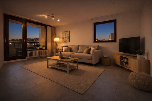 Wohnzimmer - möbliert - 3 Zimmer Etagenwohnung in Stuttgart