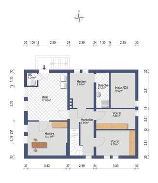 Kellergeschoss (Darstellung und Maßangaben sind ohne Gewähr) - 