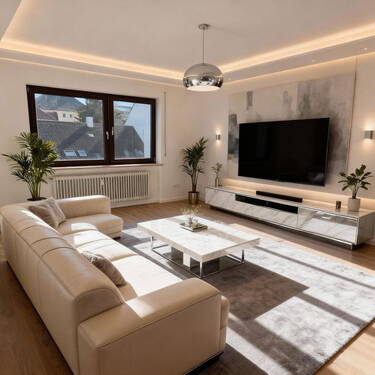 Wohnzimmer KI staged - Etagenwohnung mit 81,00 m² in Augsburg zum Kaufen