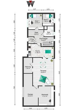 Erdgeschoss mit Nebengelassen - 