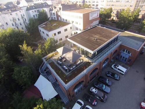 Luftbild Dachterrasse Parken - Penthouse-Loft-Büro (wohntauglich) in der Schanze mit Dachterrasse