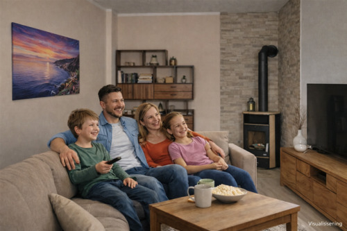 Visualisierung EG Familie im Wohnzimmer - 