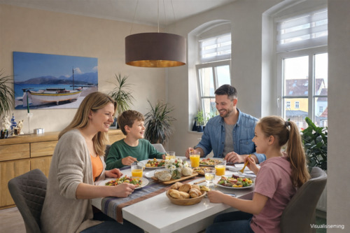 Visualisierung 2. OG Familie beim Mittagessen - 