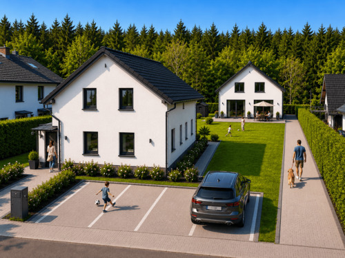 beispielhafte Bebauung - Traumhaftes Baugrundstück m.Bergblick - ideal für Ihre moderne Doppelhaushälfte