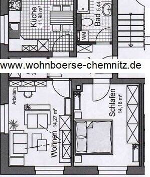 otto pl 2w1.jpg - 2 Zimmer Etagenwohnung zur Miete in Chemnitz