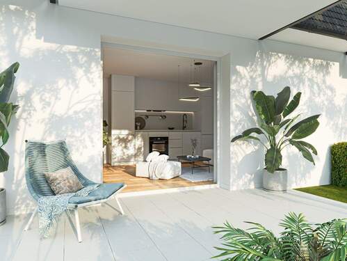 EG_Whg3_Terrasse_Wohnzimmer-Küche.jpg - Neubau Ferienwohnung - mit Waldgrundstück
