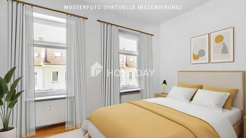 Schlafzimmer 1-Musterfoto (virtuelle Inszenierung)7 - 2 Zimmer Etagenwohnung zum Kaufen in Leipzig