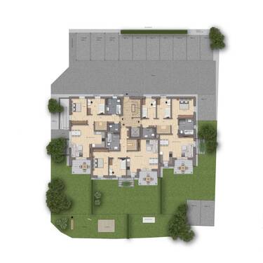 Außenanlagenplan mit Stellplätzen und Carports - 3 Zimmer Etagenwohnung zum Kaufen in Roth