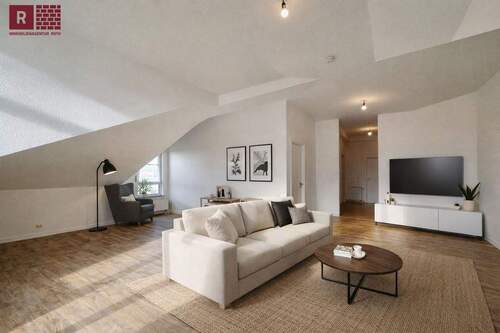 Wohnzimmereinrichtung mit KI erstellt - Perfekt für Pendler nach FFM mit Platzbedarf: Attraktive 3-Zi-DG-Whg mit Balkon und Stellplatz