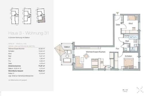 Haus 3 Whg 31 - 3 Zimmer Etagenwohnung zum Kaufen in Bayreuth