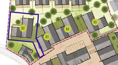 Abgrenzung Grundstück B2 - 4 Zimmer Etagenwohnung in Föhren