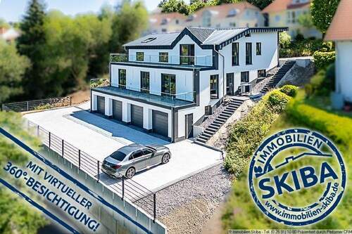 Blick von hinten rechts - Erstbezug: Moderne Neubau-Erdgeschoss-Eigentumswohnung mit 2 Garagen in Daun-Pützborn