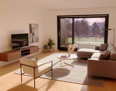 Wohnzimmer KI-generiert - 2 Zimmer Etagenwohnung in Gröbenzell