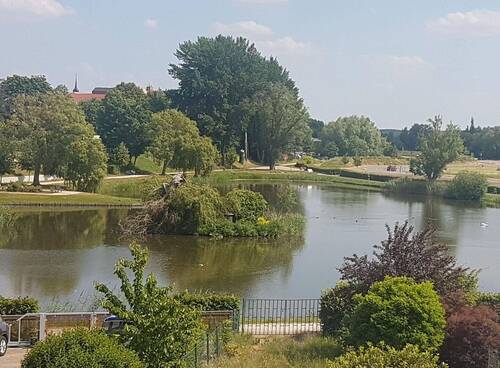 Blick auf den Schwanenteich - Stadthaus am Schwanenteich in Demmin - frisch saniert & bezugsfertig - Top Lage!
