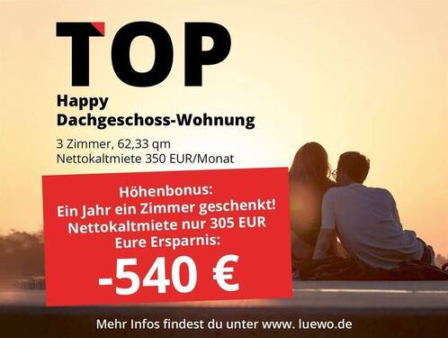 Höhenbonus 62m², neu neu - TAG DER OFFENENEN TÜR (20.11.2025 von 15-17 Uhr): Attraktive Dachgeschosswohnung mit Fernblick