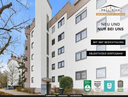 NEU&NUR bei PellRich Objekt 1001 - GLÜCKSBRINGER: Gepflegte und bezugsfreie Eigentumswohnung mit Loggia und TG-Stellplatz in KA-Neureut