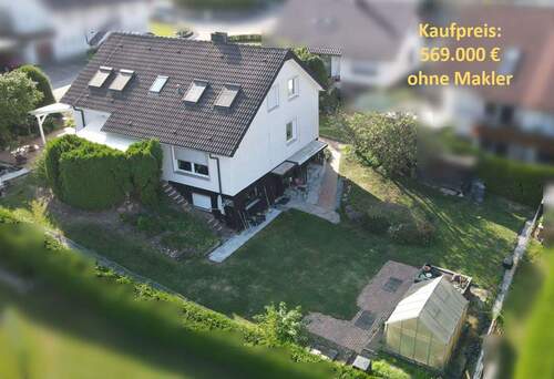 AußenGesamtansicht1 - Freistehendes Einfamilienhaus mit Wärmepumpe, Garten & Doppelgarage, ruhige Lage, provisionsfrei!