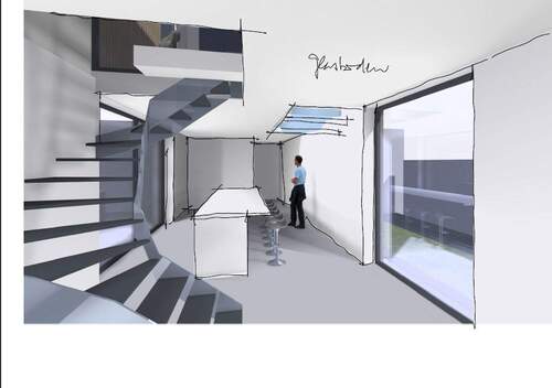 Wohn-/Essbereich - Baugrundstück mit genehmigter Bauvoranfrage für freistehendes Architektenhaus 'Small Cube'