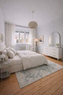 Schlafzimmer - Einrichtungsbeispiel - Gepflegte und bezugsfreie helle 2-Zimmer-Wohnung am Schoelerpark mit Wintergarten und Gartenblick