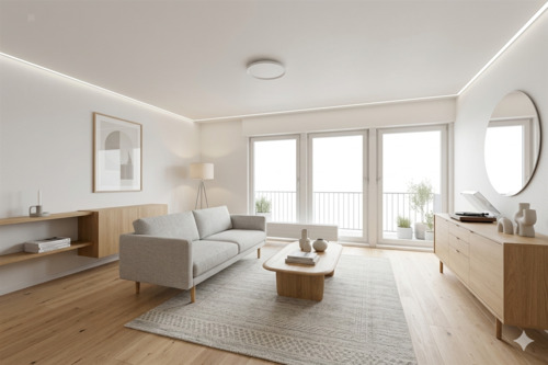 Wohnzimmer EG - virtually staged - Doppelhaushälfte mit 160,00 m&sup2; in Wembach zum Kaufen