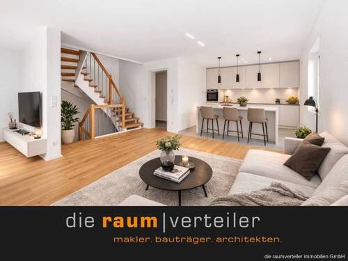 Virtuell Staging - Wohnen mit Sonne in Bruckmühl - Neubau-DHH mit Südgarten, Terrasse & Carport inkl. 