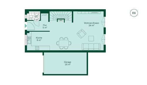 Geräumiges Erdgeschoss mit offener Küche - 