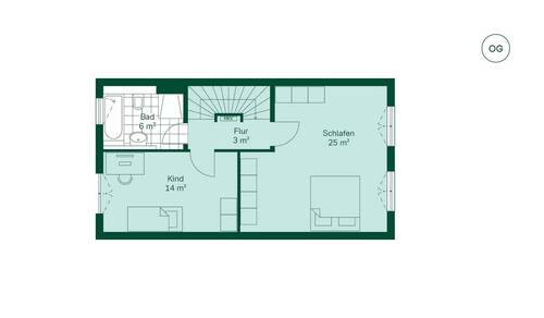 Geräumiges Obergeschoss mit großem Schlafzimmer - 