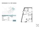 Grundriss - Wohnung H1.3.1 im Haus 1 mit Loggia - 