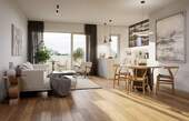 Visualisierung Wohen, Essen, Kochen - NEUBAUPROJEKT LANGE 30 - 3-Raum-Wohnung mit Balkon und Raum für schöne Momente