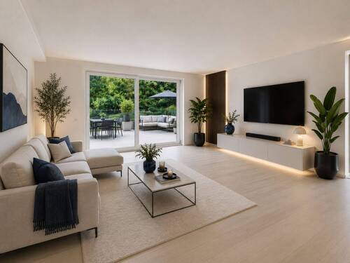 Wohnzimmer Staging - Modernes Wohnen im Erstbezug: Stilvolle Doppelhaushälfte in Heilbronn-Kirchhausen