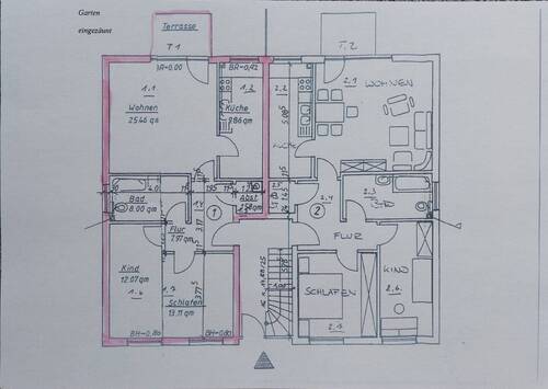 Erdgeschoss, Terrasse und Garten - 
