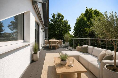 Weitläufiger Balkon (Visualisierung) - 7 Zimmer Mehrfamilienhaus, Wohnhaus zum Kaufen in Neufahrn bei Freising