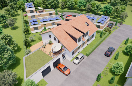 Vogelperspektive über das Grundstück - Terrassenwohnung mit 147,40 m&sup2; in Ernsgaden zum Kaufen