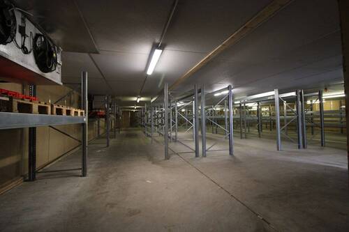 Tiefkühlhalle mit Regalen - 