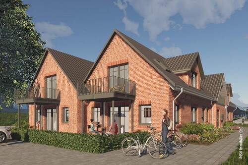 Visualisierung - Außenansicht Süd-West-Seite - 3 Zimmer Etagenwohnung in Grünendeich