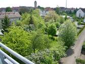 Blick vom Haus Leipziger Str. 113 - Preis inkl. TG-Stellplatz - hübsche ruhige Single-2-Raum-Wohnung - Blick ins Grüne, Aufzug, barrierefreier Zugang