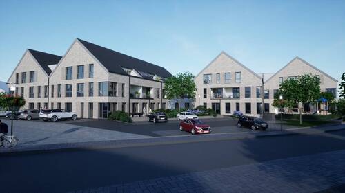 Ansicht vom Marktplatz - Modernes, rollstuhlgerechtes Wohnen im Zentrum von Emsbüren Neubau eines Wohn- und Geschäftshauses