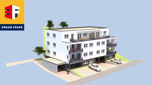 3D-Vogelperspektive 1 - Neubauwohnungen in Lautenbach: 4-Zimmer-Wohnung mit Balkon, Aufzug, Garage